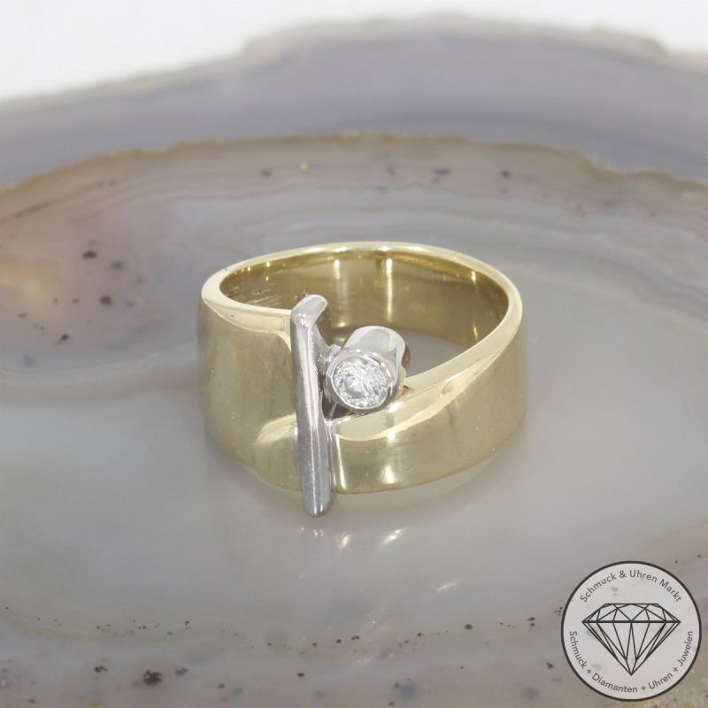 Wert 2590 € Solitär Brillant Ring 585er/14 Karat Gelb Gold Größe 54 – 103046