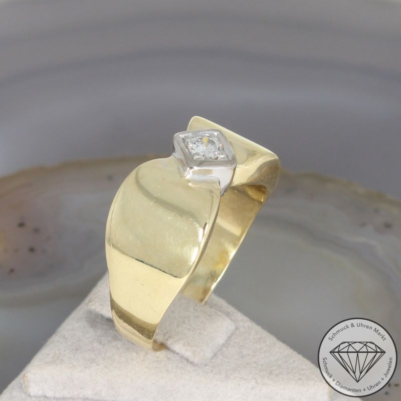 Wert 4900 € Bicolor Solitär Brillant Ring (ca. 0,25 carat) in 585er 14 K Gold - 103112
