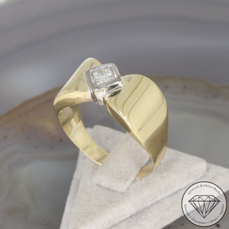 Wert 4900 € Bicolor Solitär Brillant Ring (ca. 0,25 carat) in 585er 14 K Gold - 103112