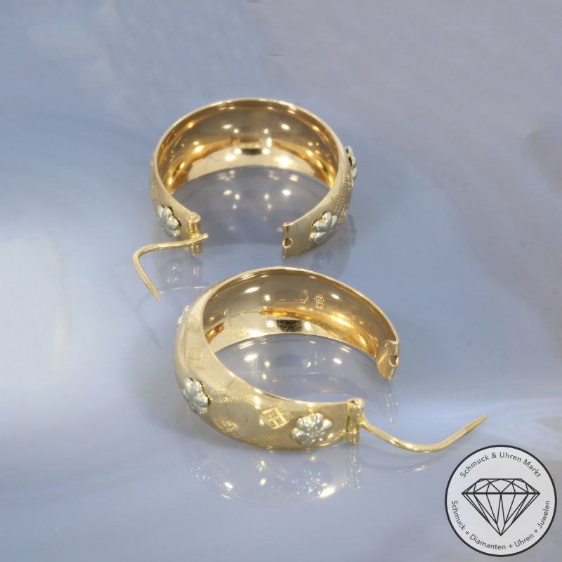 Wert 2100 € Bicolor Creolen in 750er 18 K Gold - 103115