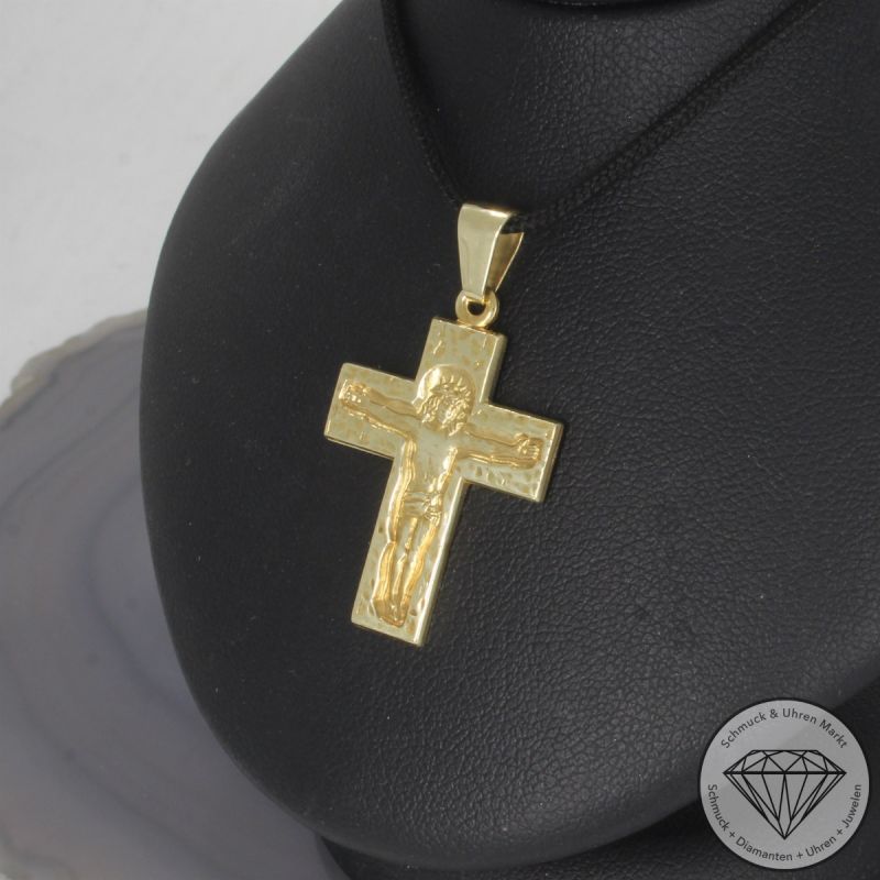 Wert 1290 € Kreuz Anhänger in 585er 14 K Gelbgold - 103160