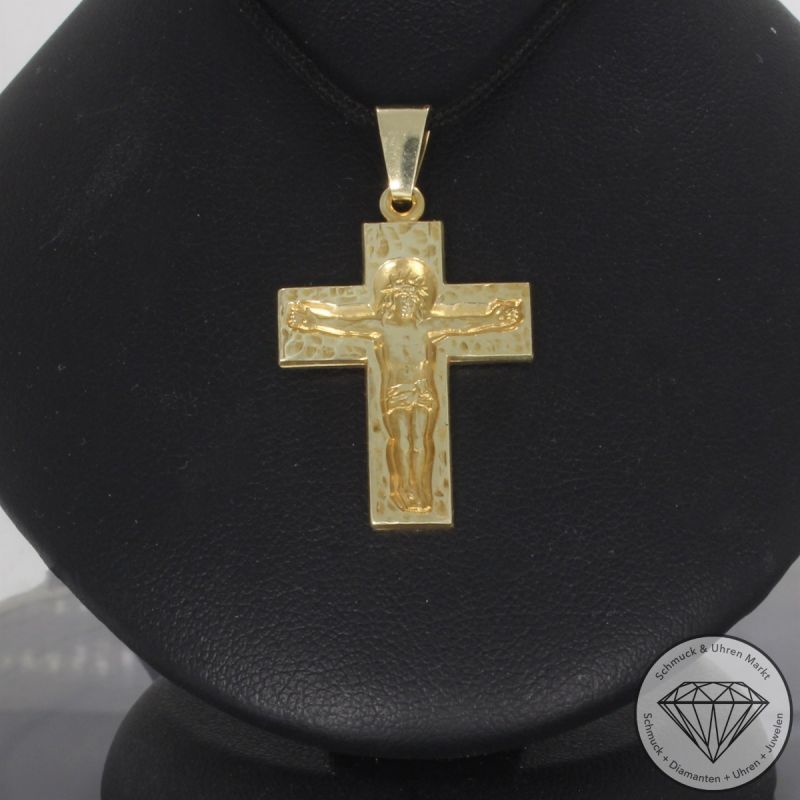 Wert 1290 € Kreuz Anhänger in 585er 14 K Gelbgold - 103160