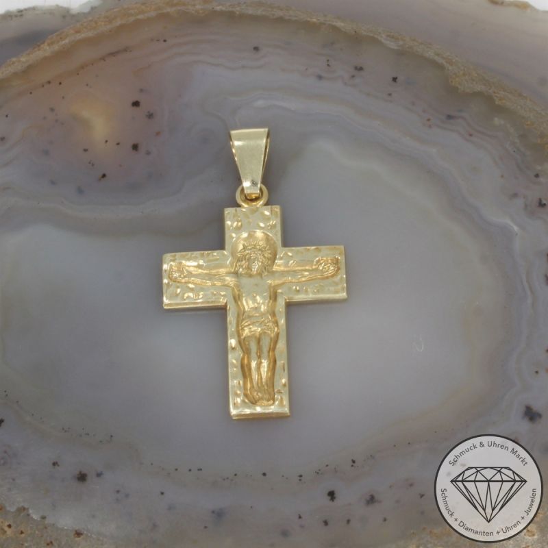 Wert 1290 € Kreuz Anhänger in 585er 14 K Gelbgold - 103160