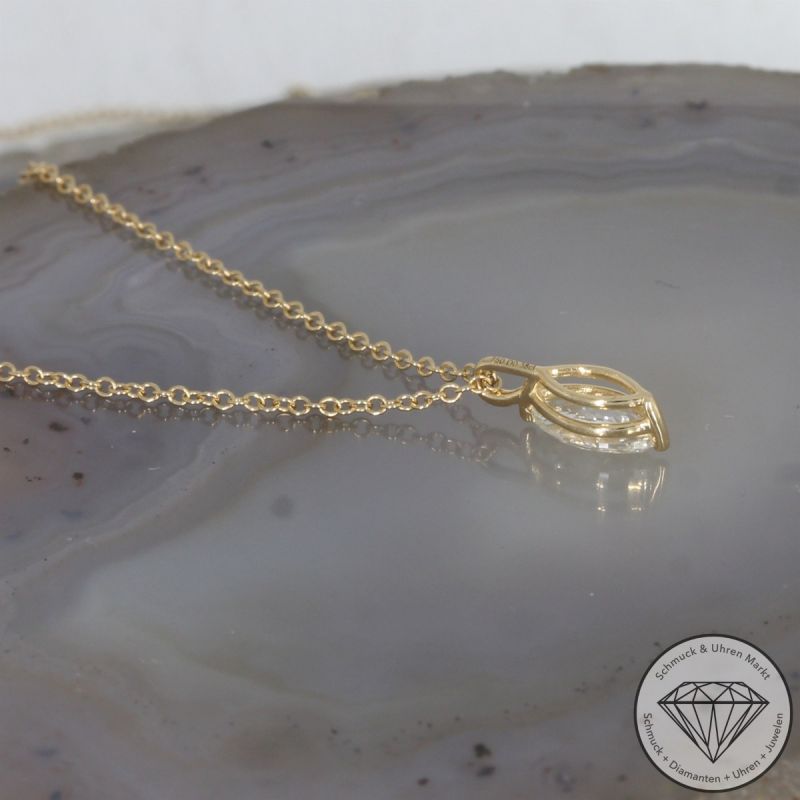 Wert 2990 € Solitär Diamant Collier (0,30 carat) in 750er 18 K Gelbgold - H1923