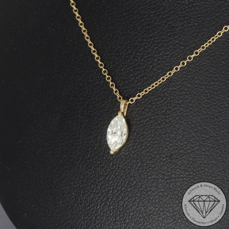 Wert 2990 € Solitär Diamant Collier (0,30 carat) in 750er 18 K Gelbgold - H1923