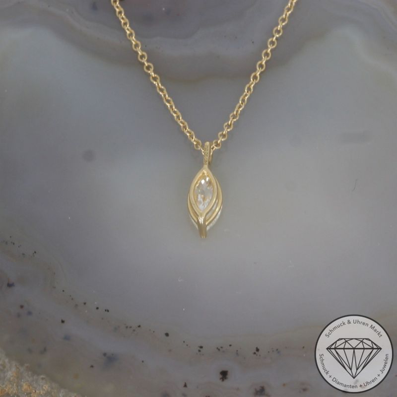 Wert 2990 € Solitär Diamant Collier (0,30 carat) in 750er 18 K Gelbgold - H1923