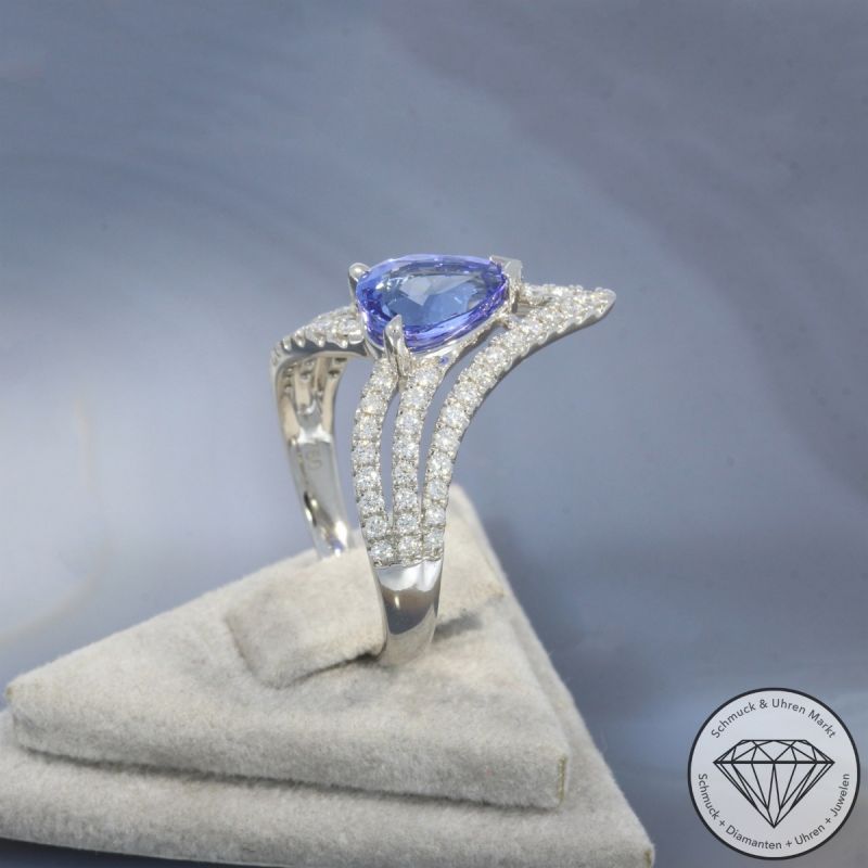Sale! Wert 4390 € Brillant Tansanit Ring in 750er 18 K Weißgold - 103232