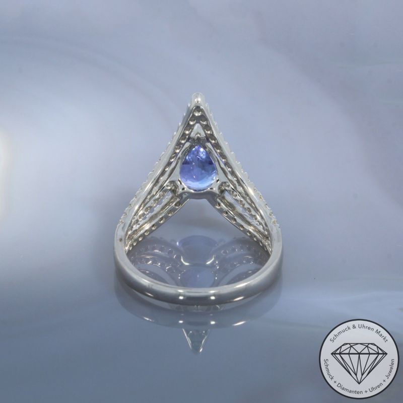 Sale! Wert 4390 € Brillant Tansanit Ring in 750er 18 K Weißgold - 103232