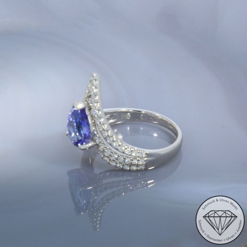 Sale! Wert 4390 € Brillant Tansanit Ring in 750er 18 K Weißgold - 103232