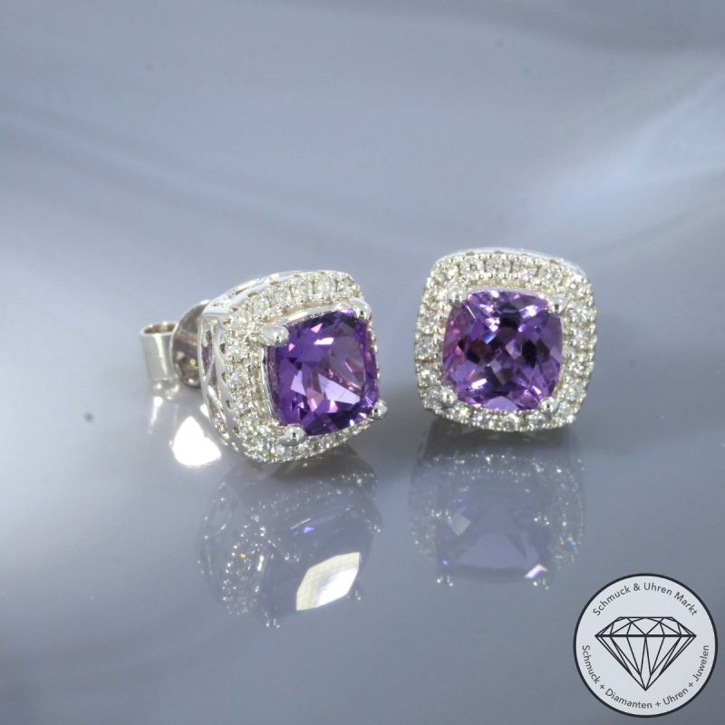Wert 3550 € Brillant Amethyst Ohrstecker in 750er 18 K Weißgold - 103266