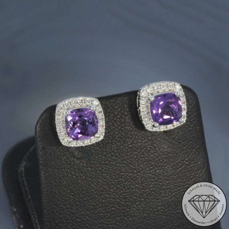 Wert 3550 € Brillant Amethyst Ohrstecker in 750er 18 K Weißgold - 103266