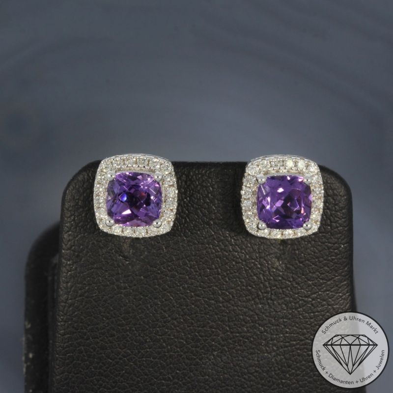 Wert 3550 € Brillant Amethyst Ohrstecker in 750er 18 K Weißgold - 103266