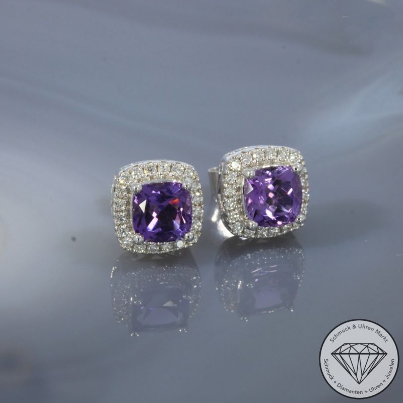 Wert 3550 € Brillant Amethyst Ohrstecker in 750er 18 K Weißgold - 103266