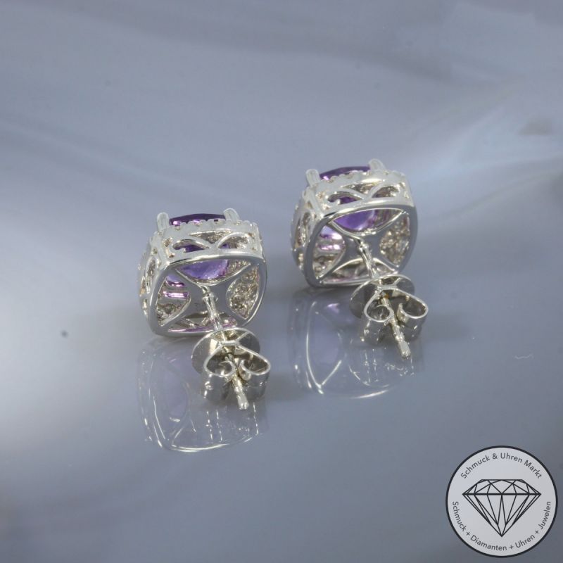 Wert 3550 € Brillant Amethyst Ohrstecker in 750er 18 K Weißgold - 103266