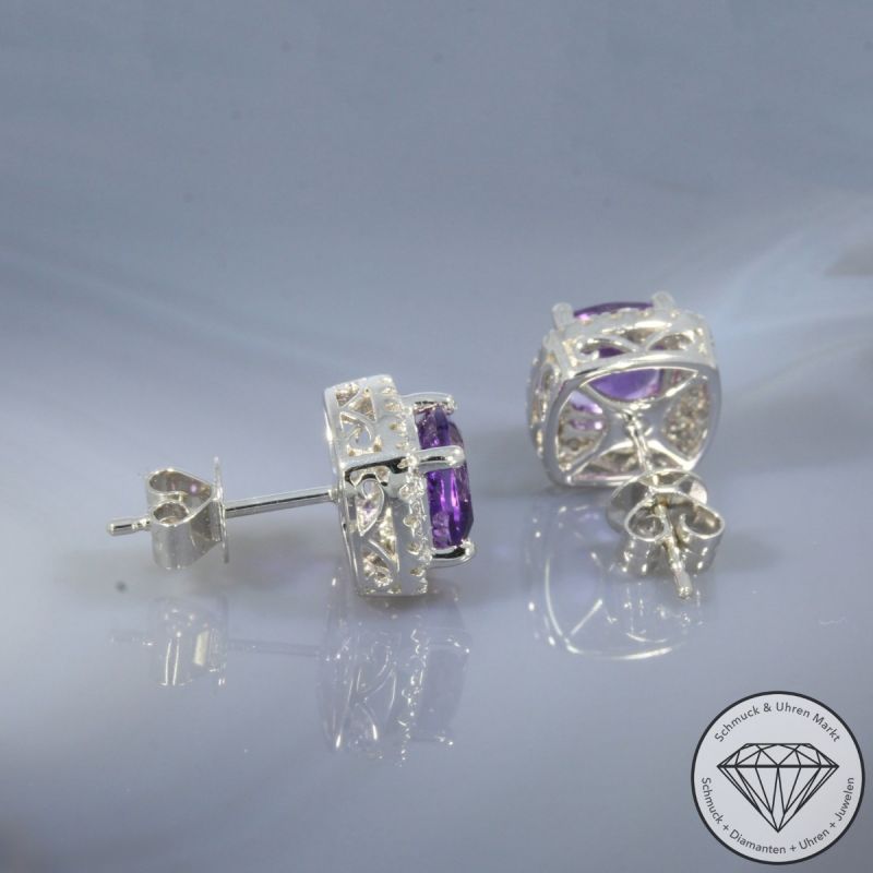 Wert 3550 € Brillant Amethyst Ohrstecker in 750er 18 K Weißgold - 103266