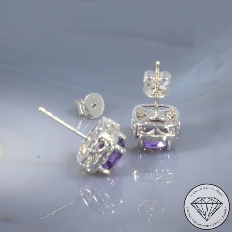 Wert 3550 € Brillant Amethyst Ohrstecker in 750er 18 K Weißgold - 103266