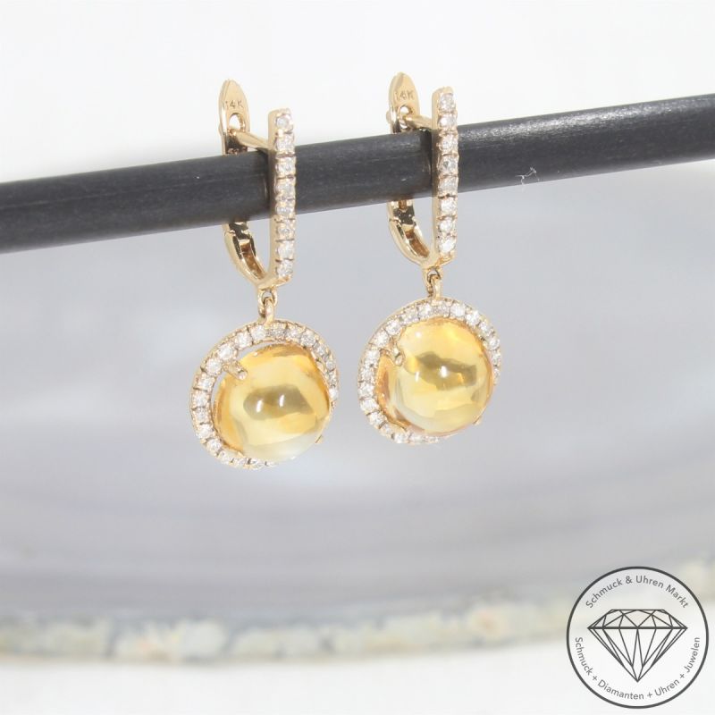 Wert 2290 € Brillant Citrin Ohrringe in 585er 14 K Gelbgold - 103300 