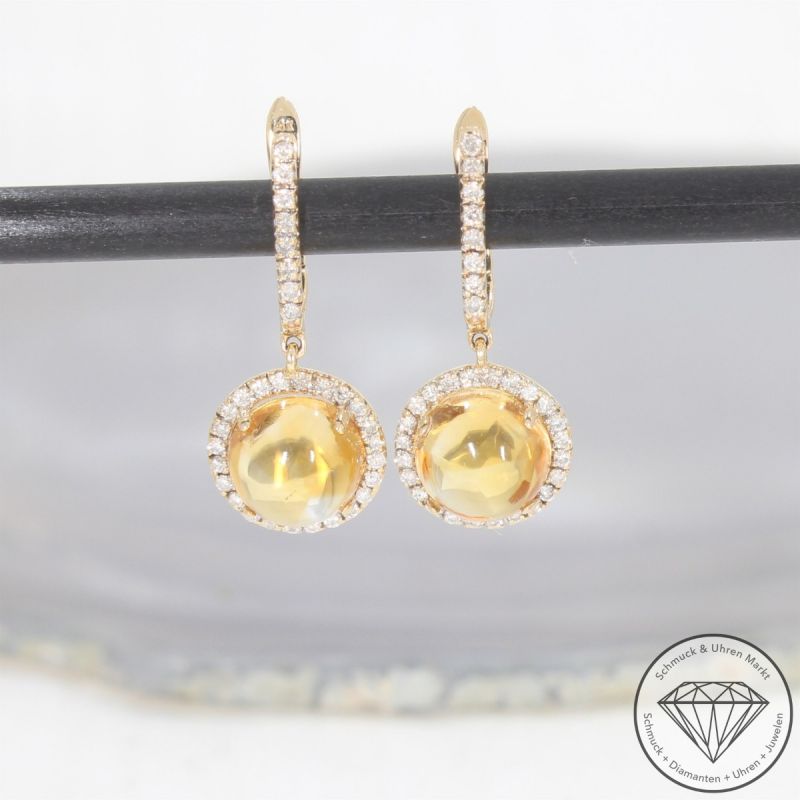 Wert 2290 € Brillant Citrin Ohrringe in 585er 14 K Gelbgold - 103300 