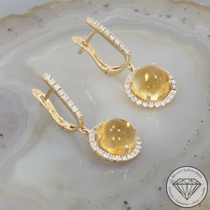 Wert 2290 € Brillant Citrin Ohrringe in 585er 14 K Gelbgold - 103300 