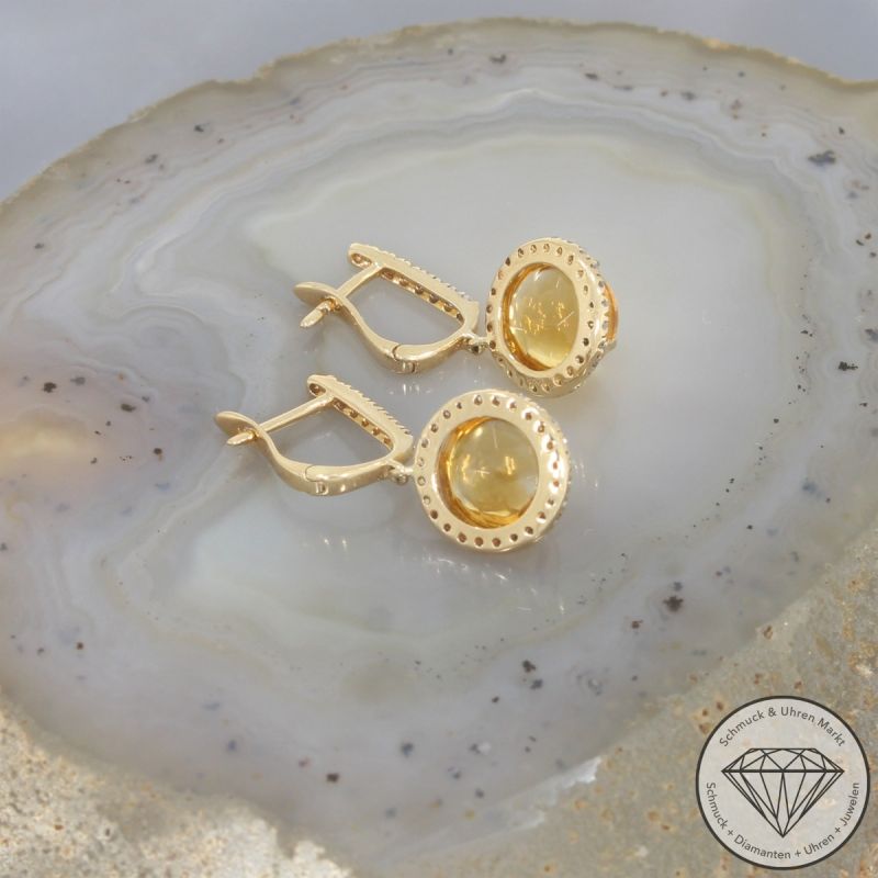 Wert 2290 € Brillant Citrin Ohrringe in 585er 14 K Gelbgold - 103300 