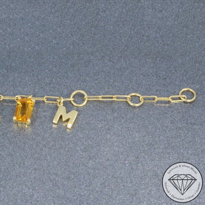Wert 2990 € Brillant Farbedelstein Armband in 585er 14 K Gelbgold - 103306