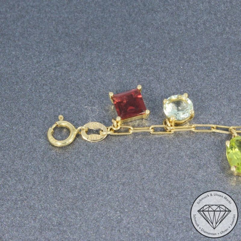 Wert 2990 € Brillant Farbedelstein Armband in 585er 14 K Gelbgold - 103306