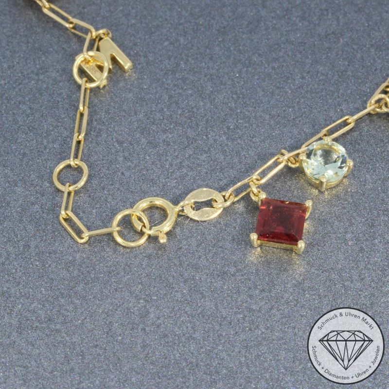 Wert 2990 € Brillant Farbedelstein Armband in 585er 14 K Gelbgold - 103306