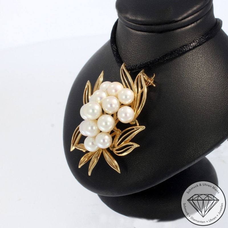 Wert 3290 € Perl Brosche in 585er 14 K Roségold - 103337