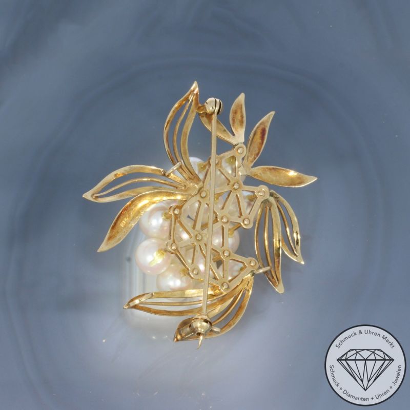 Wert 3290 € Perl Brosche in 585er 14 K Roségold - 103337