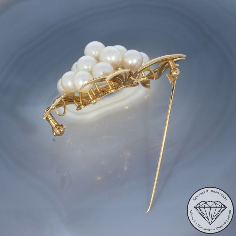 Wert 3290 € Perl Brosche in 585er 14 K Roségold - 103337