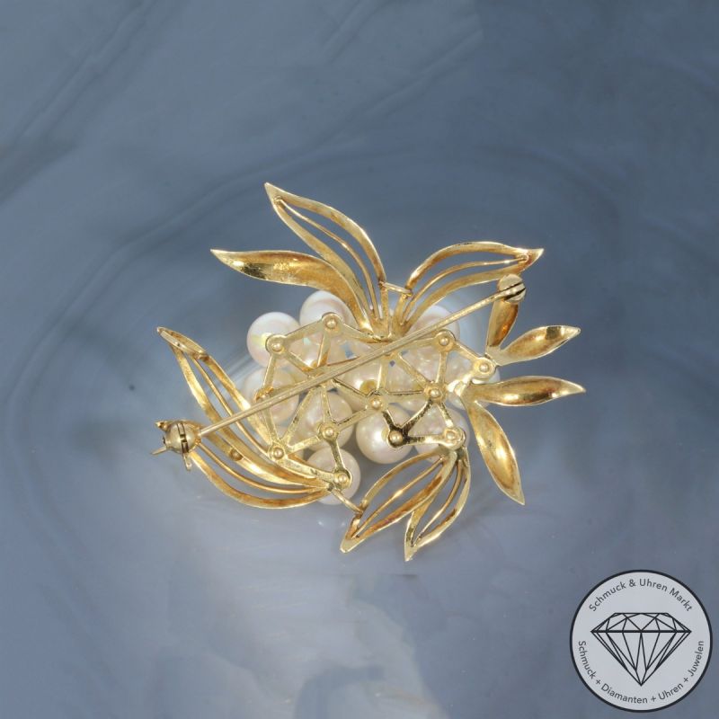 Wert 3290 € Perl Brosche in 585er 14 K Roségold - 103337