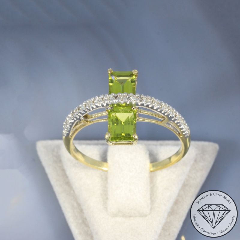 Wert 790 € Diamant Peridot Ring in 333er 8 K Gelbgold - 103377