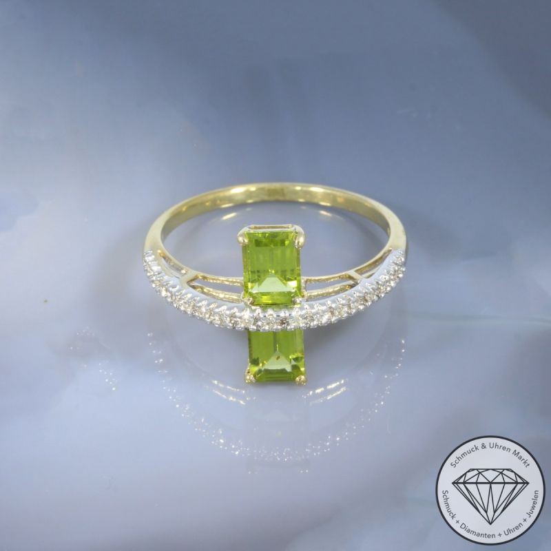 Wert 790 € Diamant Peridot Ring in 333er 8 K Gelbgold - 103377
