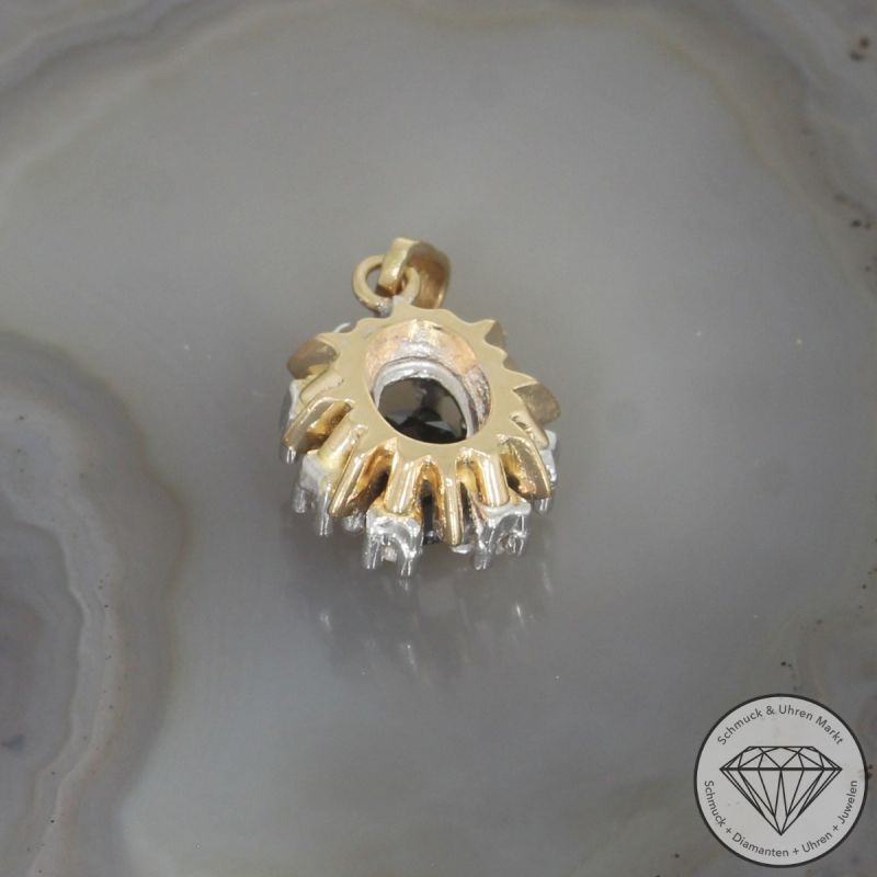 Wert 990 € Bicolor Brillant Saphir Anhänger in 585er 14 K Gold - 103966