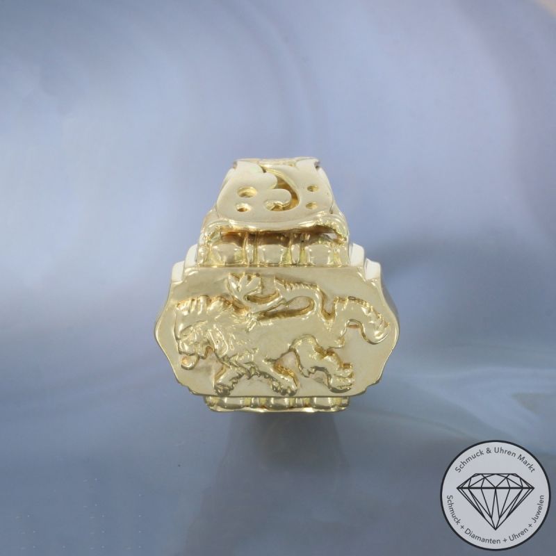 Wert 3690 € Siegel Ring Löwe in 585er 14 K Gelbgold - 103414 