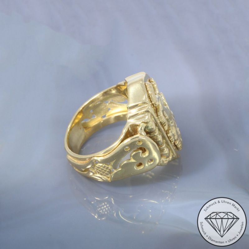Wert 3690 € Siegel Ring Löwe in 585er 14 K Gelbgold - 103414 