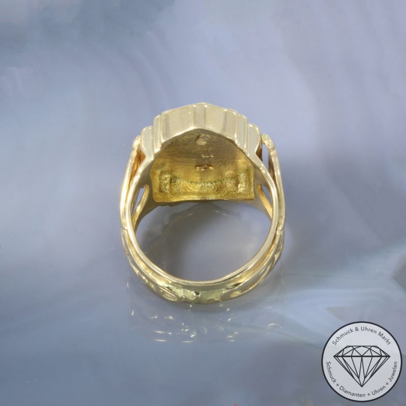 Wert 3690 € Siegel Ring Löwe in 585er 14 K Gelbgold - 103414 