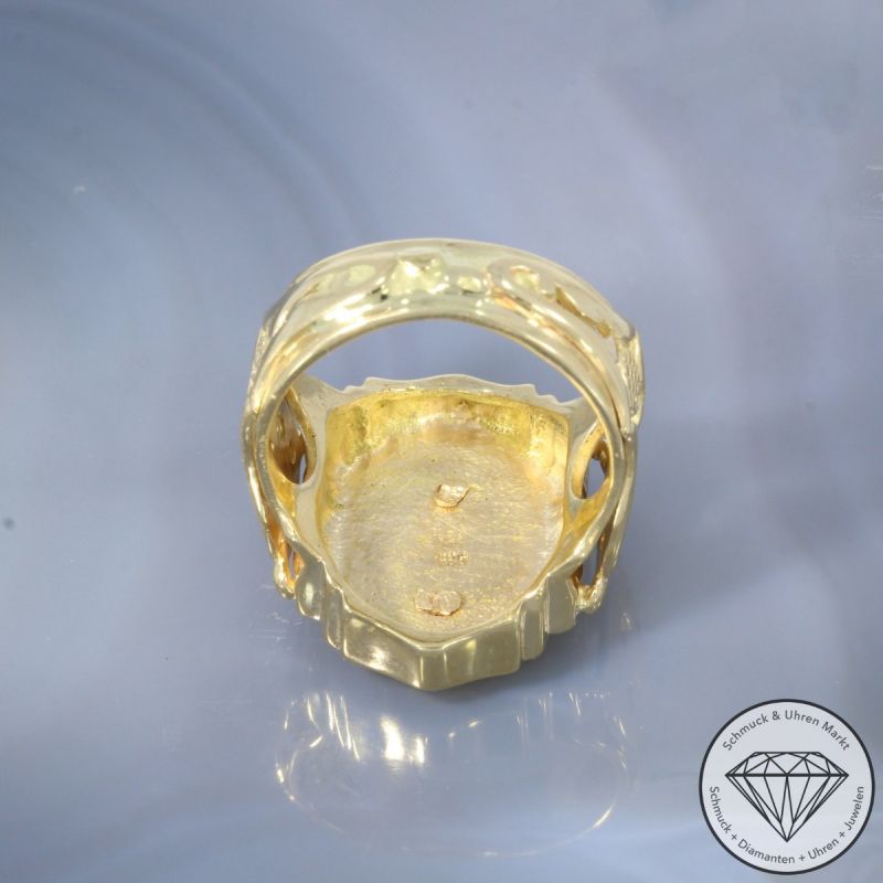 Wert 3690 € Siegel Ring Löwe in 585er 14 K Gelbgold - 103414 