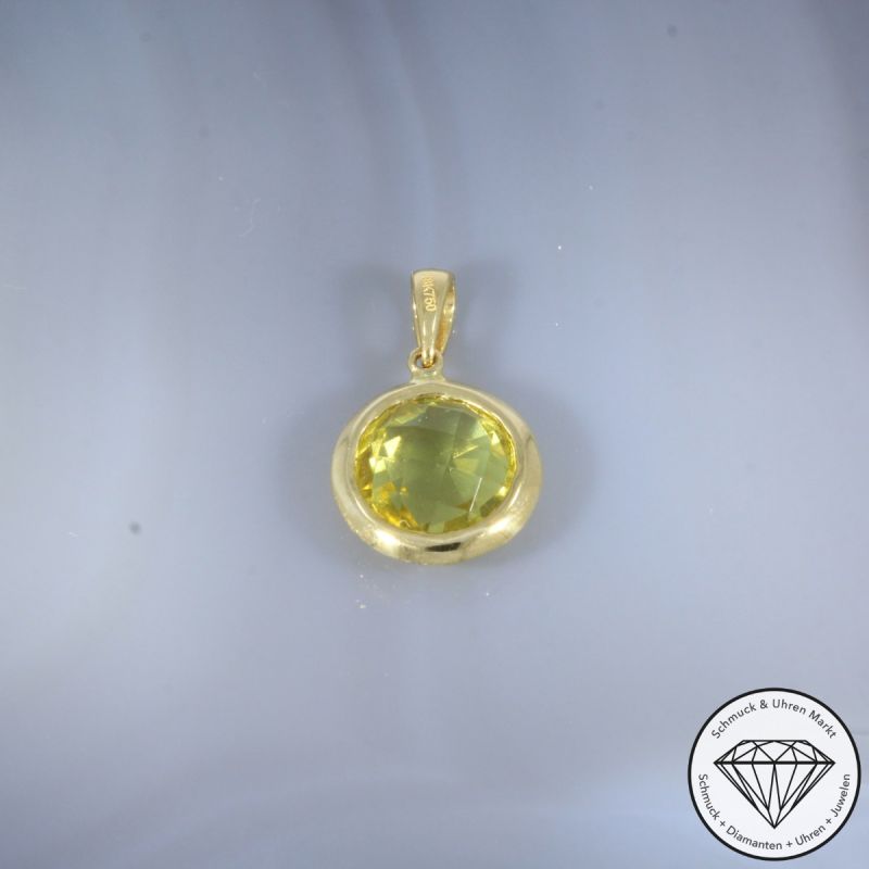 Wert 1040 € Brillant Lemonquarz Anhänger in 750er 18 K Gelbgold - H59