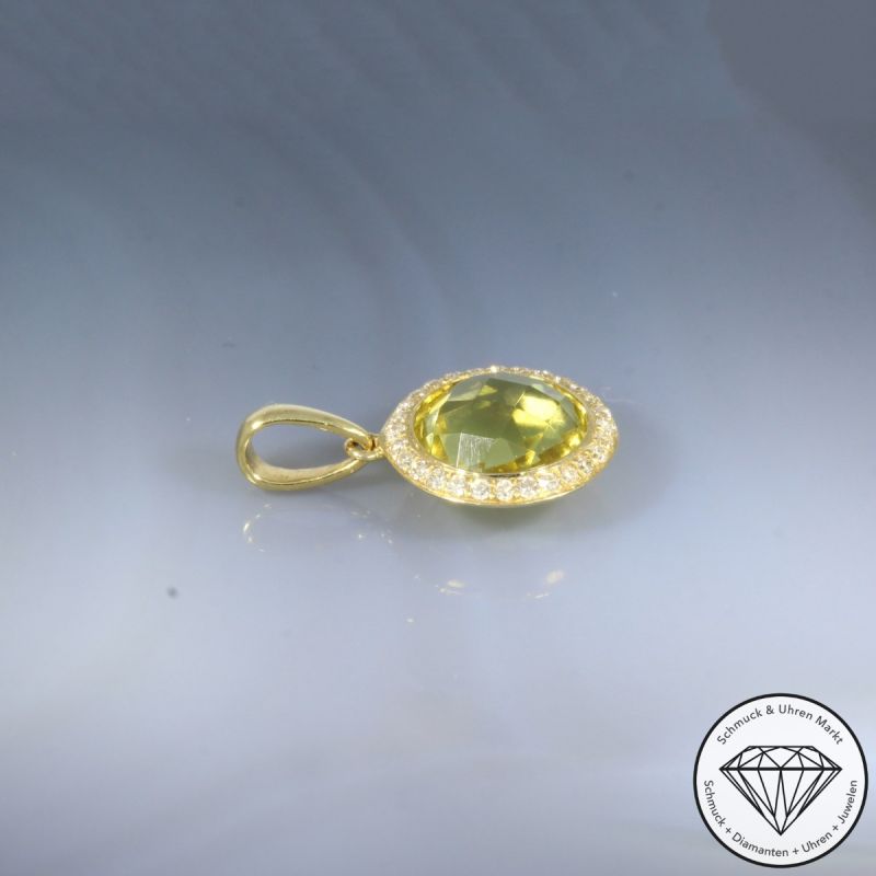 Wert 1040 € Brillant Lemonquarz Anhänger in 750er 18 K Gelbgold - H59