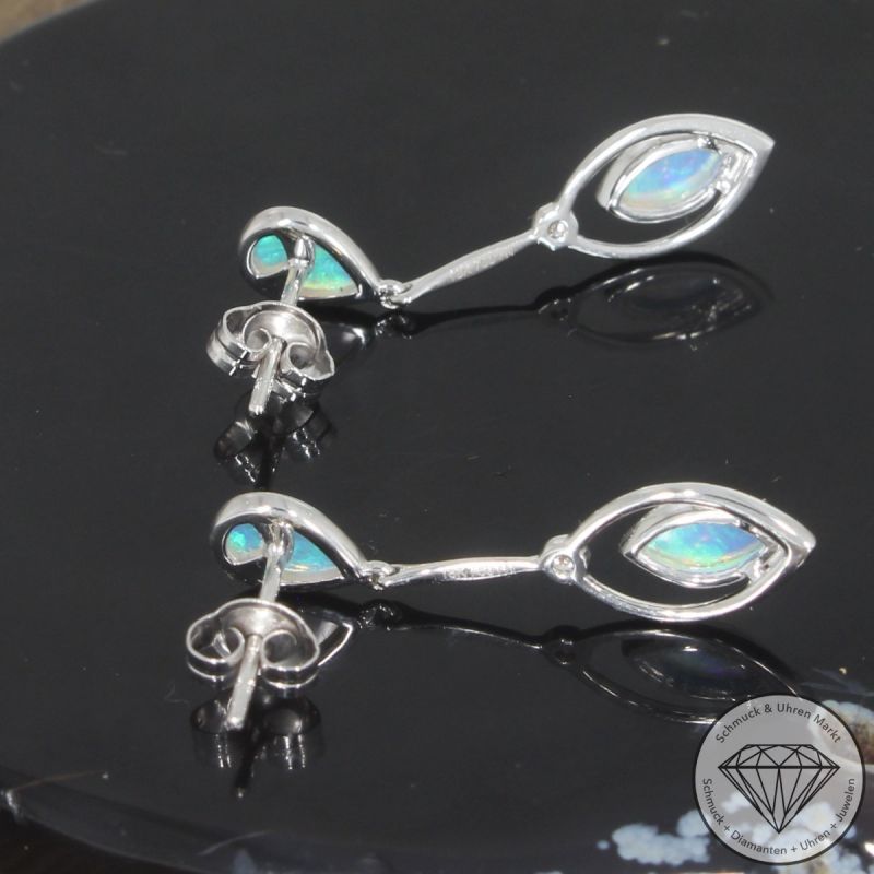 Wert 1790 € Brillant Opal Ohrringe in 750er 18 K Weißgold - 103569