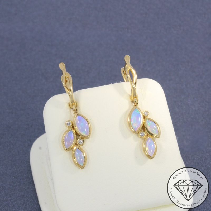 Wert 1750 € Brillant Opal Ohrringe in 750er 18 K Gelbgold - 103570 