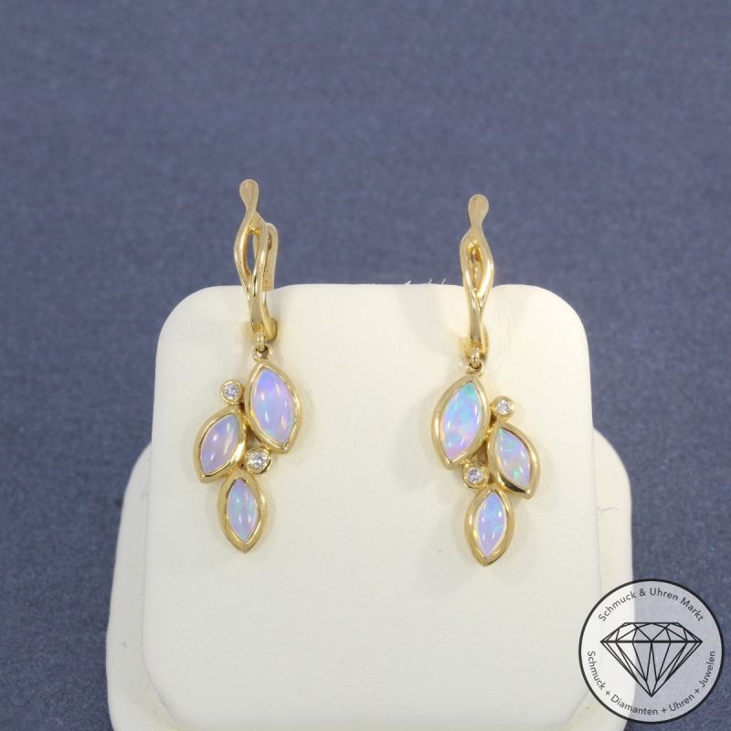 Wert 1750 € Brillant Opal Ohrringe in 750er 18 K Gelbgold - 103570 