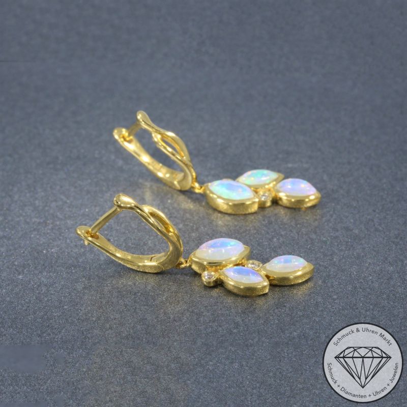 Wert 1750 € Brillant Opal Ohrringe in 750er 18 K Gelbgold - 103570 