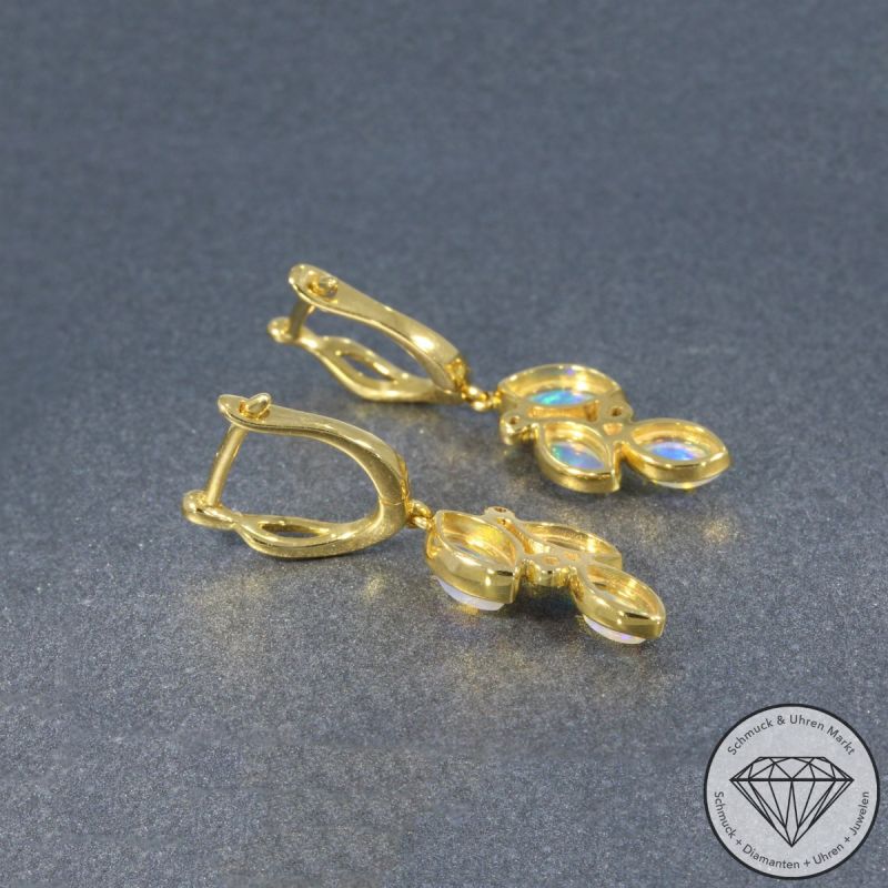 Wert 1750 € Brillant Opal Ohrringe in 750er 18 K Gelbgold - 103570 