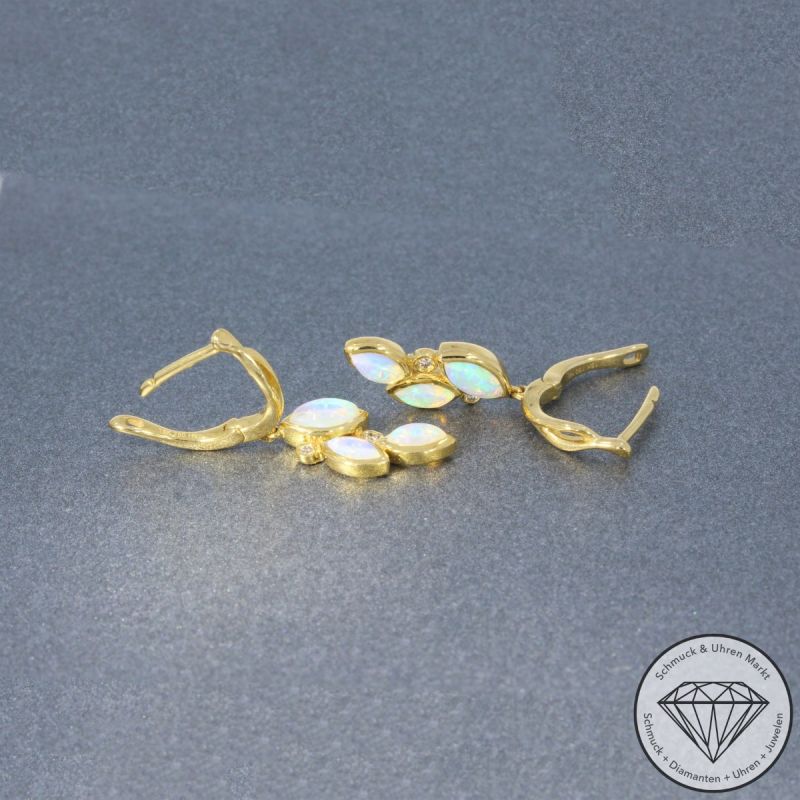 Wert 1750 € Brillant Opal Ohrringe in 750er 18 K Gelbgold - 103570 