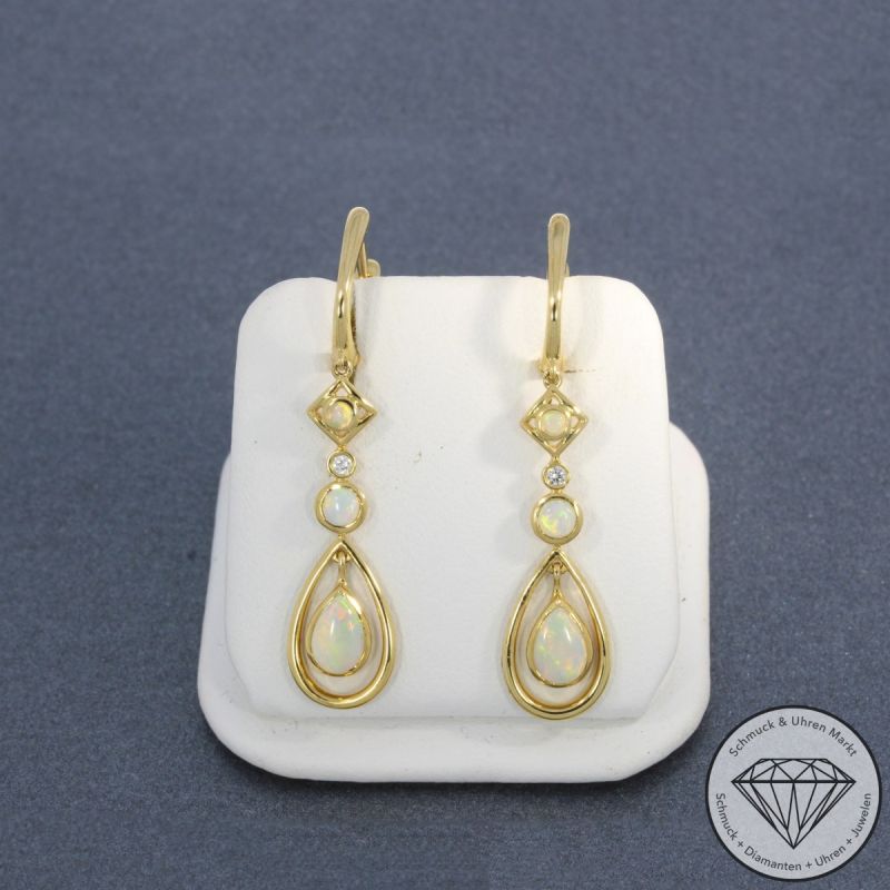 Wert 2490 € Brillant Opal Ohrringe in 750er 18 K Gelbgold - 103571