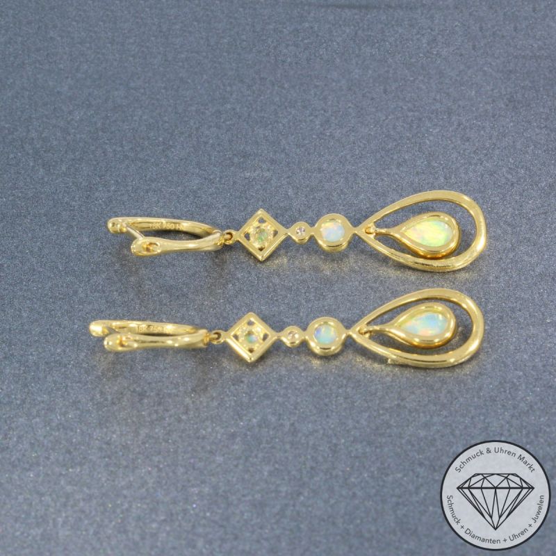 Wert 2490 € Brillant Opal Ohrringe in 750er 18 K Gelbgold - 103571