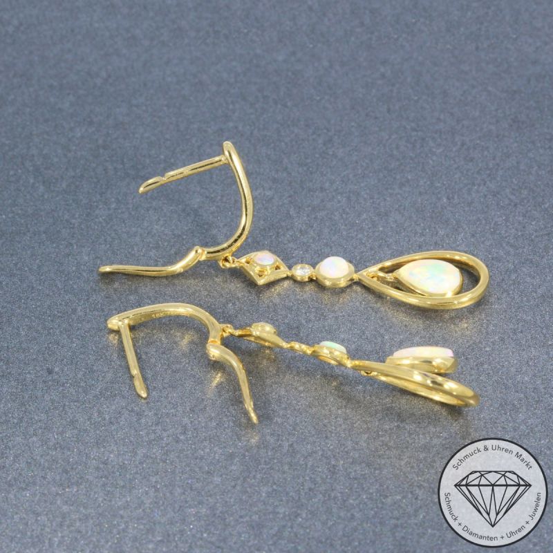 Wert 2490 € Brillant Opal Ohrringe in 750er 18 K Gelbgold - 103571