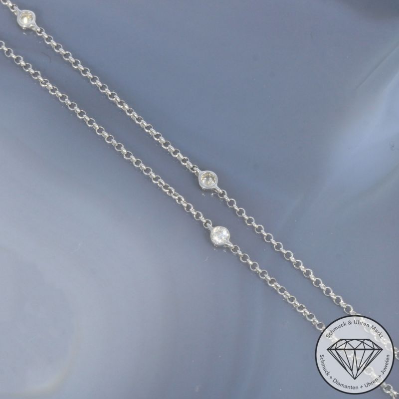 Wert 6450 € Brillant Topas Perlmutt Anhänger mit Kette in 750er 18 K Weißgold - 103624